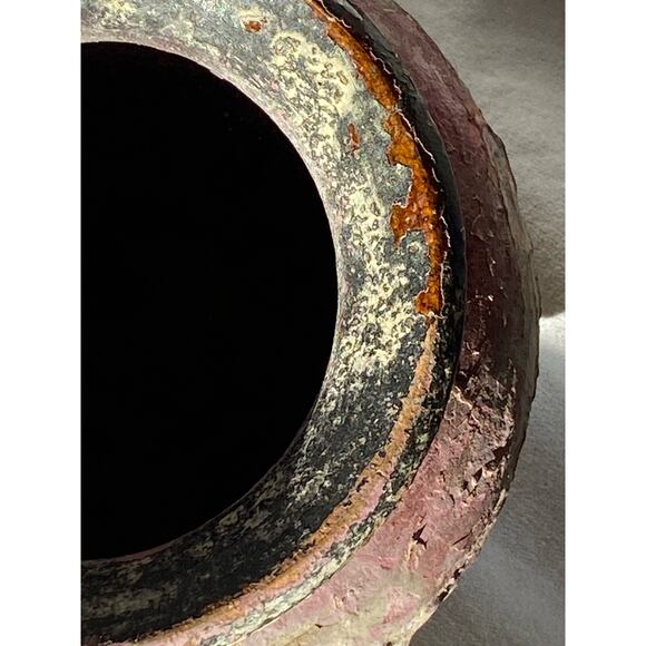 Neutral and Purple Rustic Textured Pottery Vessel vase ceramic Spanish Euro boho - Picture 5 of 16